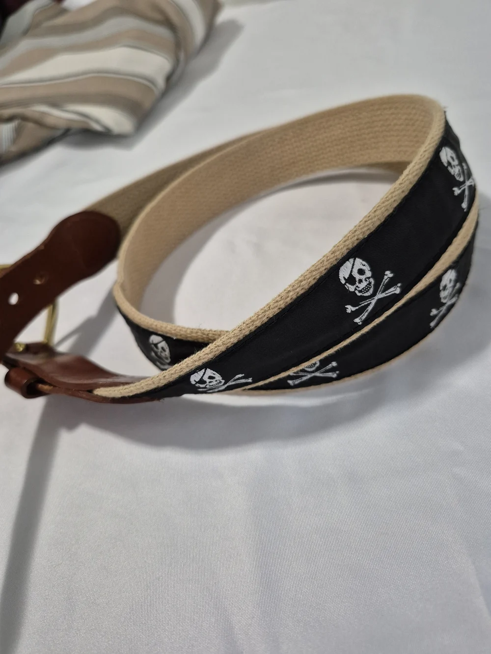 NWOT Leather Man Ltd Jolly Roger Skull & Crossbones Belt  Size 42 Pirate Coastal